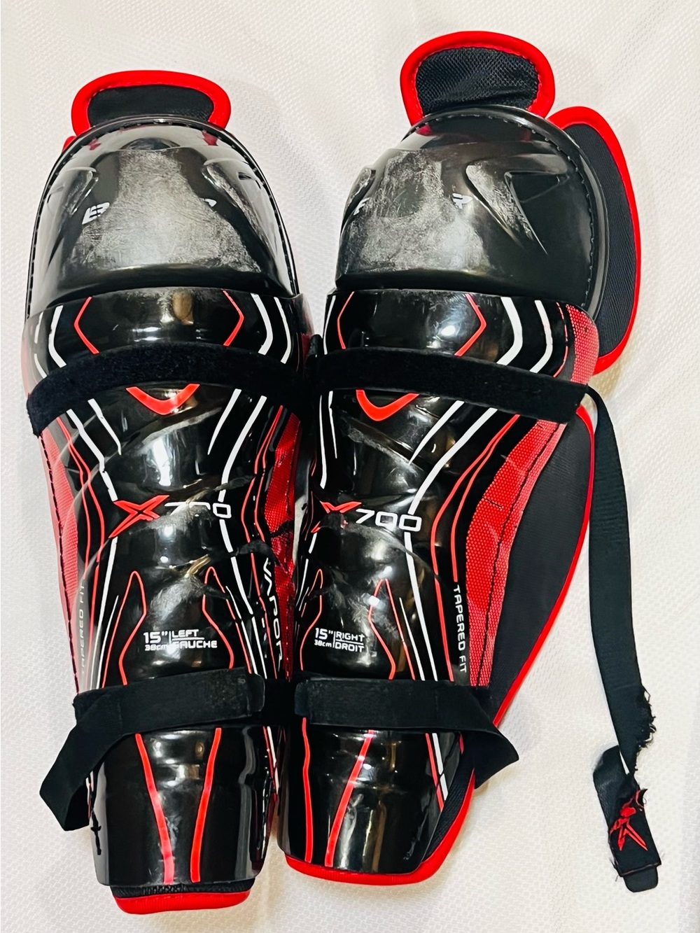 Bauer Vapor 700 Shin Guards Senior 15” Hockey Leg Protection Black & Red